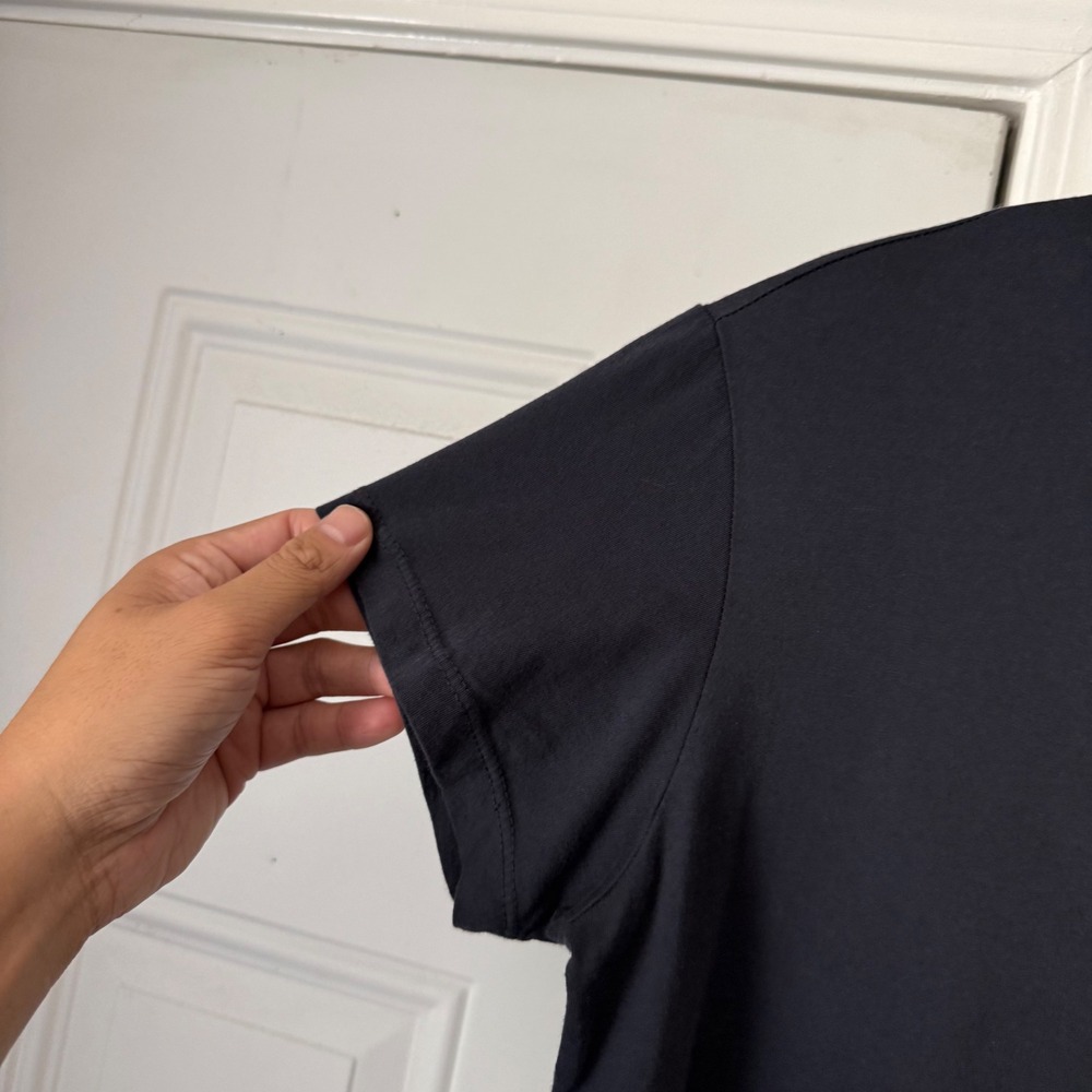 BUCK MASON navy blue supima cotton crew neck boxy cropped tee t-shirt - Picture 2 of 5